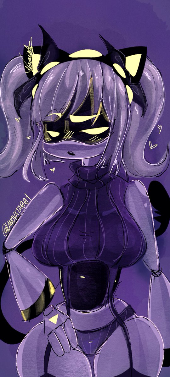 1girls, blush, cat ears, cat tail, female focus, female only, furry murder drone, grey hair, hearts, j (murder drones), lanovata001, murder drones, staring at viewer, tail, thick thighs, underwear, yellow eyes