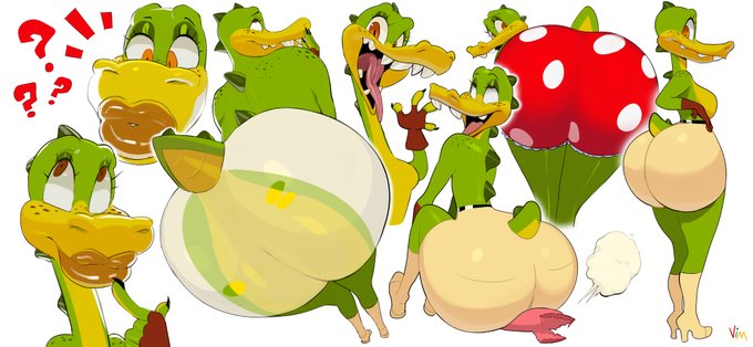 alligator, big ass, big butt, crocodile, crocodilian, cute face, huge ass, intergluteal cleft, lips, lipstick, looking at viewer, rear view, reptile, sydney swamp (vimhomeless), vimhomeless