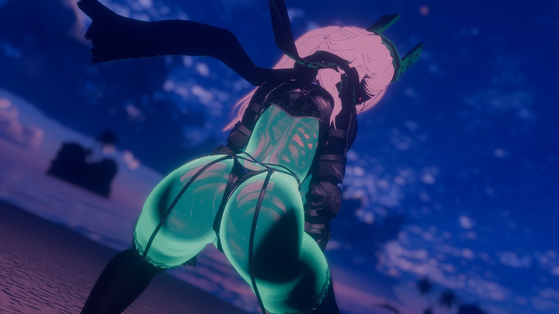 1girls, 1x1x1x1 (forsaken), 3d, ass, ass focus, beach, betrayed 1x1x1x1, big breasts, breasts, female, female only, forsaken (roblox), humanoid, roblox, roblox game, robloxian, rule 63, silver2299, sunset, tagme, visible skeleton, vrchat