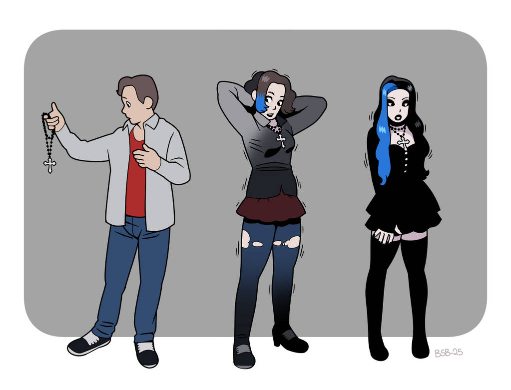 black clothing, black hair, blackshirtboy, blue hair, breast expansion, breast growth, breast growth (enlargement), breasts, clothing transformation, female, full body, fully clothed, gender transformation, genderswap, genderswap (mtf), goth, goth girl, gothification, gothified, mtf transformation, necklace, rule 63, thighhighs, transformation