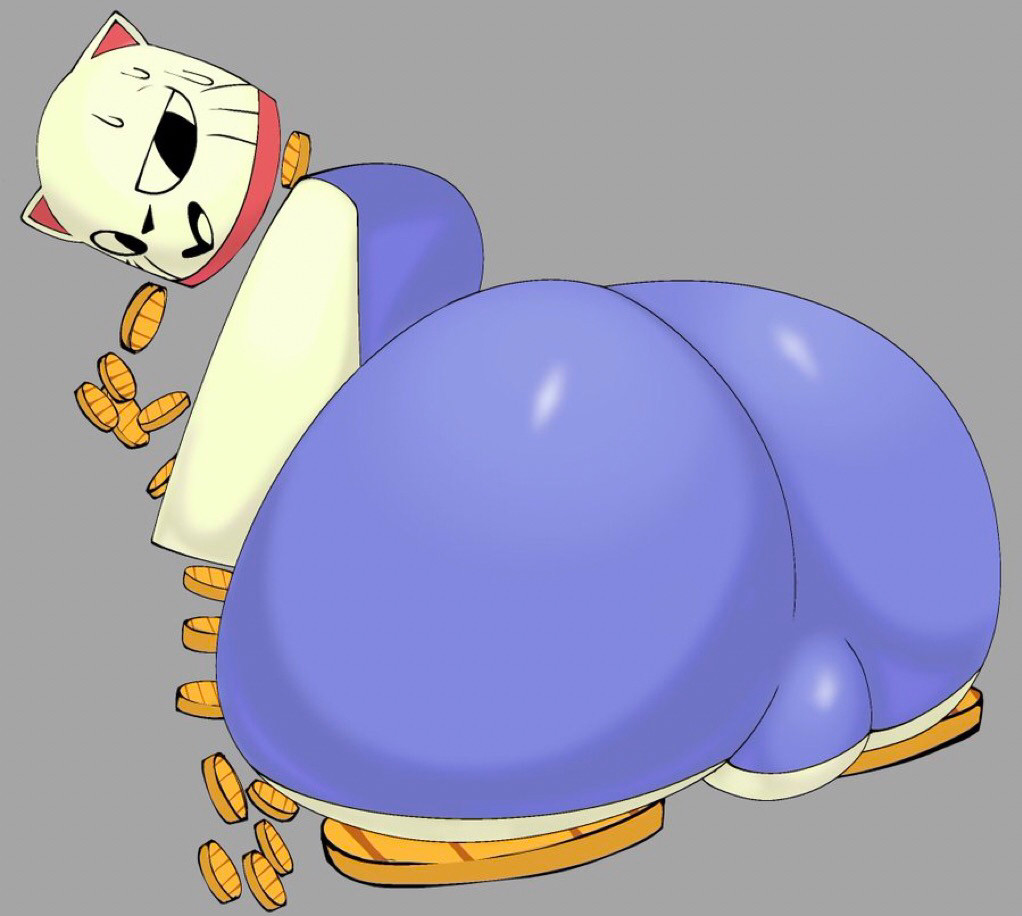 1boy animate_inanimate big_ass big_butt bottom_heavy bottom_heavy_femboy bulge bulge_through_clothing cat_ears clothed coins dream_bbq ena_(series) feline femboy feminine_male floating_hands floating_head fully_clothed genitals gold gold_(metal) kane_(dream_bbq) male male_only sweatdrop sweating tagme woopyy yellow_body