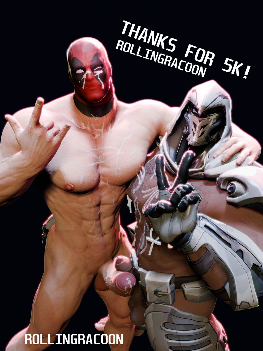 bara, big penis, boner, cock, cum, cum on body, cumming, deadpool, dick, erection, gay, male, male only, marvel, marvel comics, marvel rivals, mask, masked, masked male, moon knight, moon knight (marvel rivals), peace sign, penis, rollingracoon, standing, wade wilson