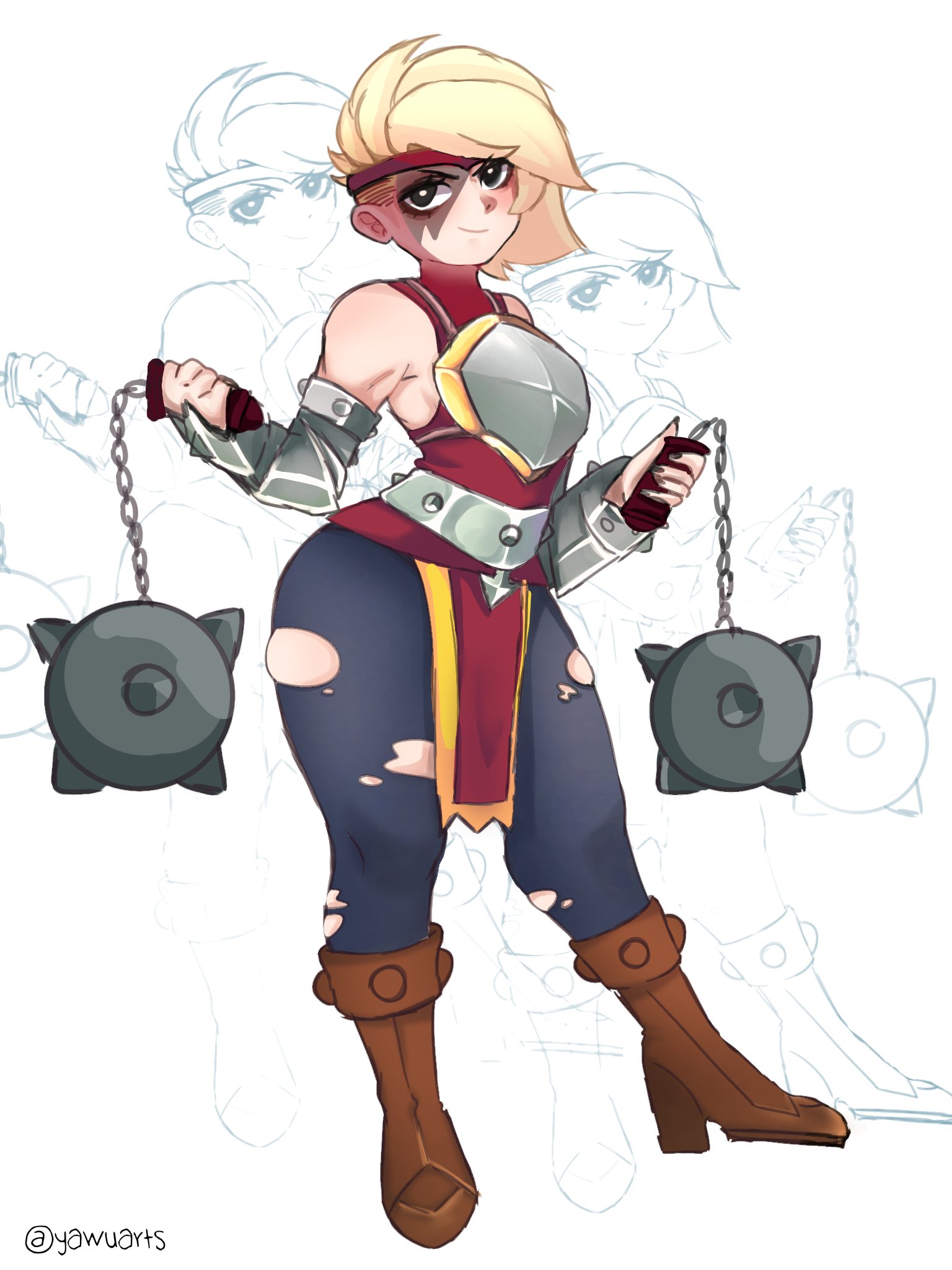 ass, big ass, big breasts, big butt, big thighs, big titties, black eyes, brawl stars, breasts, female, female focus, female only, looking at viewer, lumi (brawl stars), ripped pants, ripped pantyhose, short hair, supercell, thick thighs, thigh highs, yawuarts