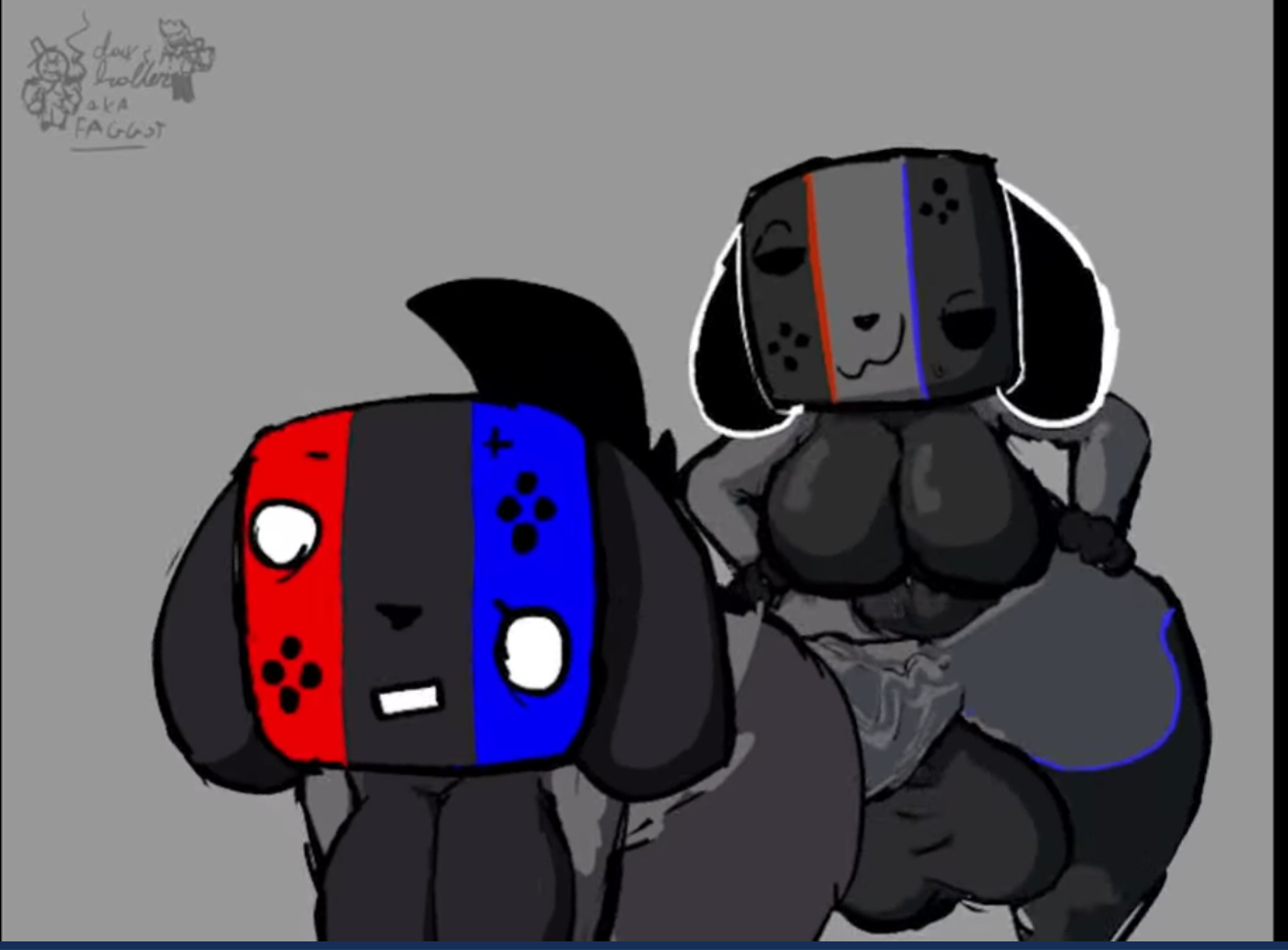 1futa, anthro, artist request, ass, big ass, big breasts, big penis, breasts, dog ears, dog tail, female, furry, futa on female, futanari, horny, intersex, nintendo, nintendo switch, penis, screenshot, switch console, switch dog, switch dog 2, thick thighs, thighs, unknown artist