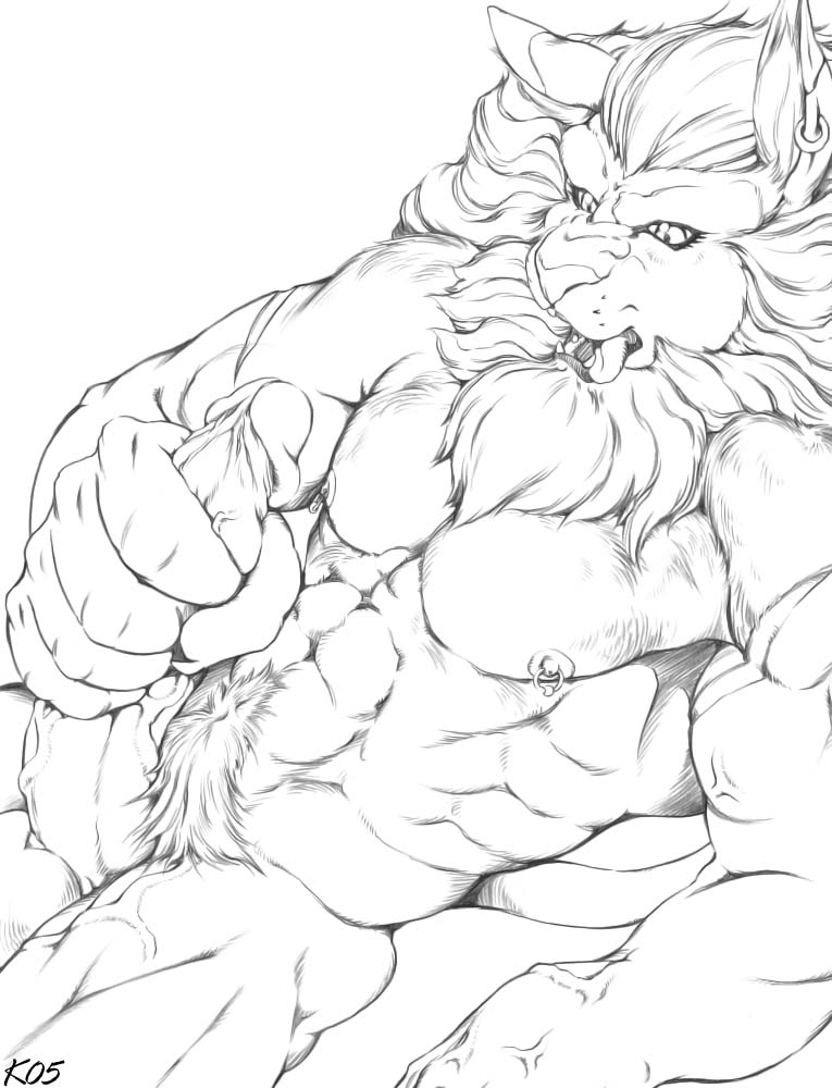 2005 abs anthro balls biceps big_hands big_muscles big_penis claws digimon dilf ear_piercing erection fangs feline karabiner leomon lion looking_pleasured male male_only mammal mane masturbation monochrome muscles nipple_piercing nipples nude open_mouth pecs penis piercing plain_background pubes scar solo tongue tongue_out vein veiny_penis white_background