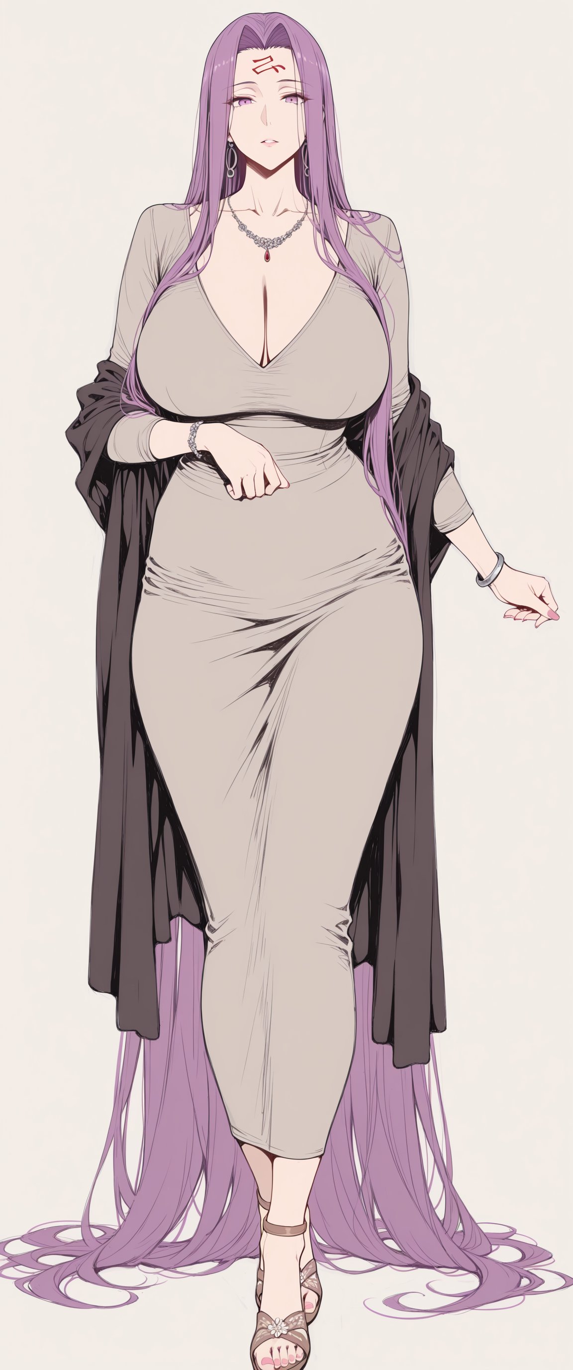 aged up, ai assisted, ai generated, fate (series), fate/grand order, fgo, high heels, hourglass figure, hourglass figured female, large ass, large breasts, long hair, medusa (fate), motherly figure, necklace, painted fingernails, painted nails, painted toenails, pink hair, reiranai, sassy, slim waist, tagme, tall, tall female, thick thighs, white background, wide hips