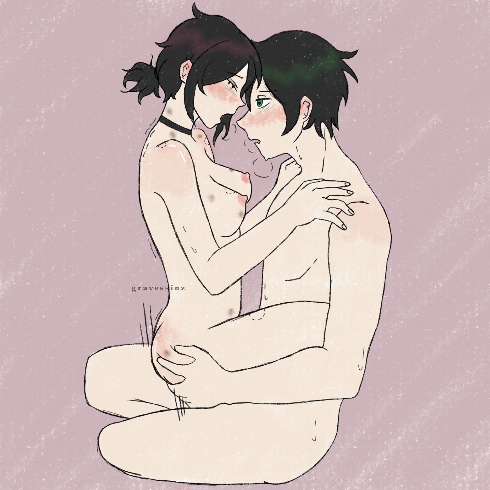 1boy, 1girls, 2d, andrew graves, ashley graves, ass, bite mark, bite marks, black hair, blush, breasts, brother and sister, bruise, bruised, bruises, choker, closed eyes, couple, female, female on top, gravessinz, green eyes, heart-shaped pupils, hickey, hickey marks, incest, male, nude, passionate, ponytail, riding, riding penis, sex, shaking, siblings, sitting on lap, sitting on person, spank marks, straddling, straight, the coffin of andy and leyley