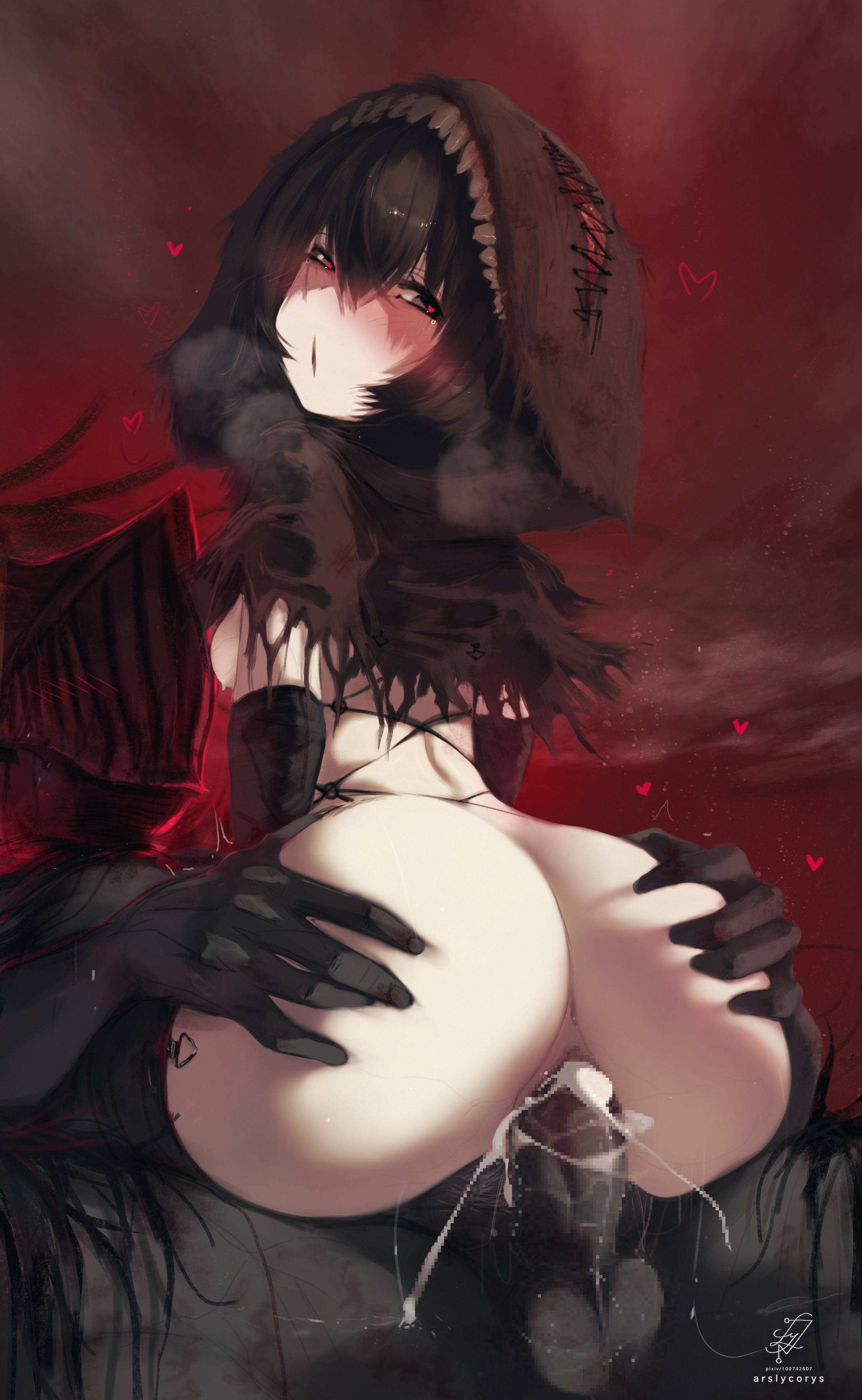 ars lycorys, black hair, black souls, black souls 2, blush, cowgirl position, cum in pussy, cum inside, cumming while penetrating, grimm (black souls), hand on ass, heart, heart-shaped pupils, heavy breathing, knight, knight helmet, miranda (black souls), open mouth, penetration, penis, penis in pussy, pussy, tagme, vagina, vaginal, vaginal penetration, vaginal sex