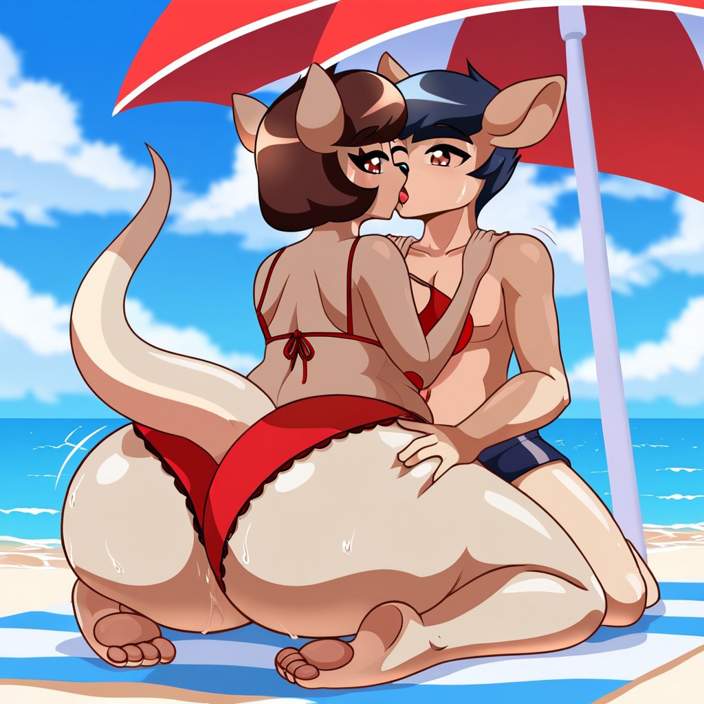 ai_generated anthro ass_focus ass_worship beach beach_sex big_butt bikini civitai dominant_female fat_ass femdom furry gigantic_ass huge_ass huge_butt hugging incest jill_(alfa995) joey_(alfa995) kissing larger_female malesub mature_female milf mother/son mother_and_son older_female panties presenting_ass presenting_hindquarters red_panties romantic showing_off_ass smaller_male twerk twerking wide_hips younger_male