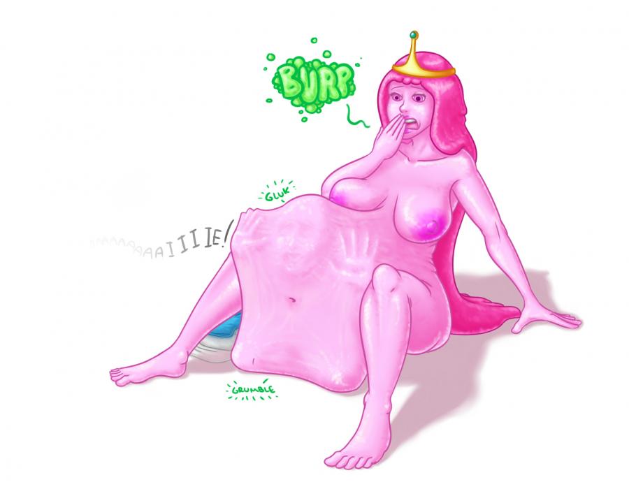 adventure_time beanystalk bleedingstalker burping female finn_the_human huge_belly male pink_skin princess_bubblegum vore