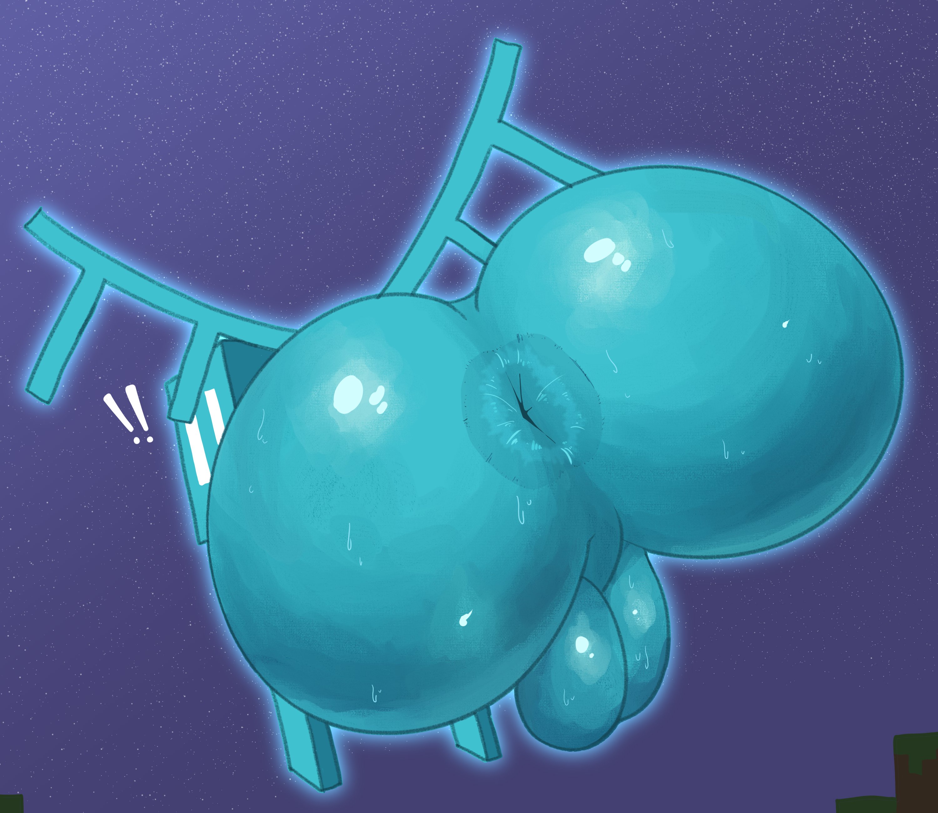 allay (minecraft), anus, artist request, ass, balls, blue body, blue skin, huge ass, hyper, hyper ass, male, minecraft, white eyes