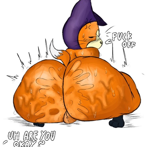 1_anothercat annoyed_expression anothercat balls big_ass big_butt cum_in_ass hoodie_only oiled_ass shu_(dragon_ball) sitting