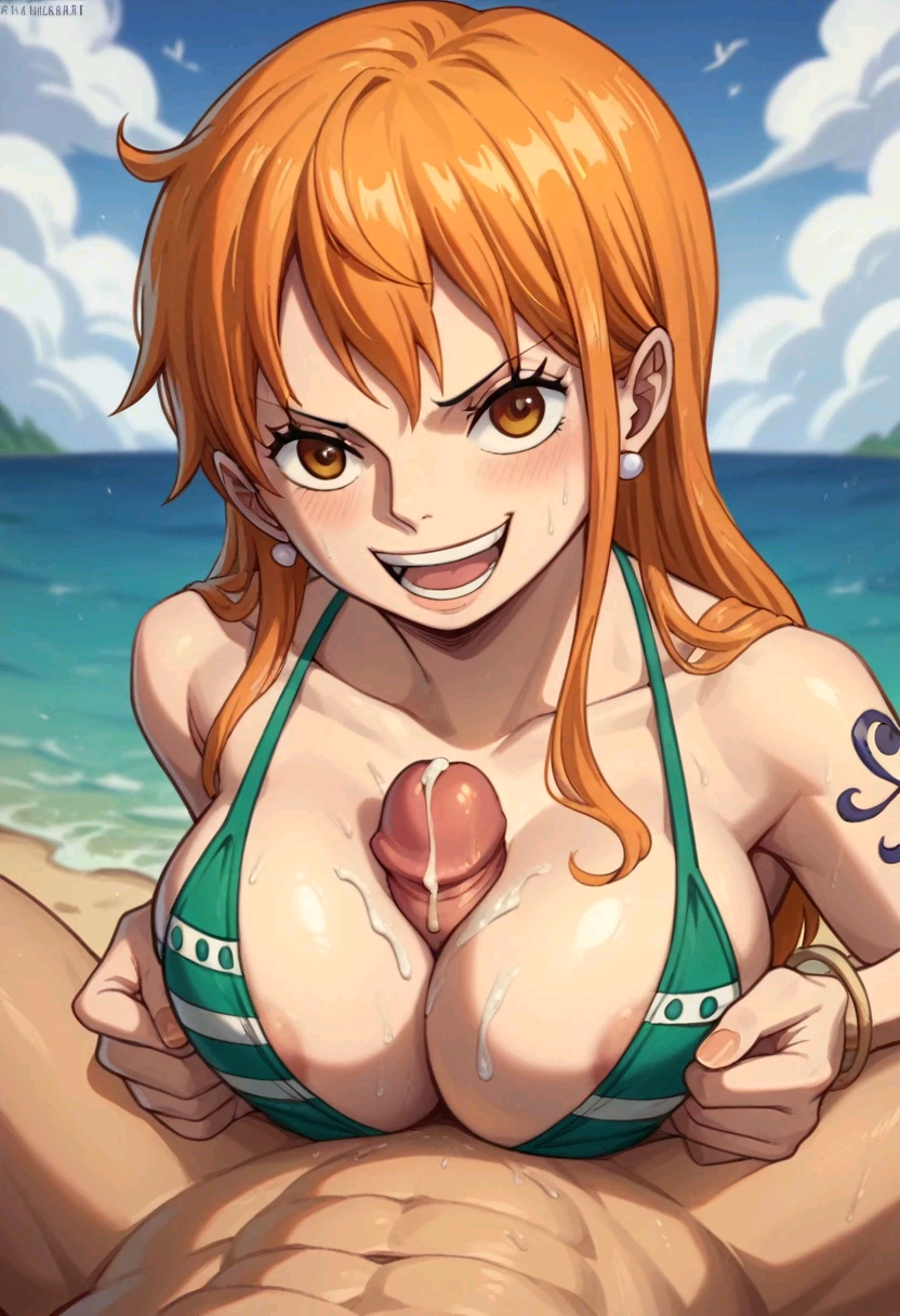 ai_generated female male monkey_d_luffy nami nami_(one_piece) one_piece trewg001