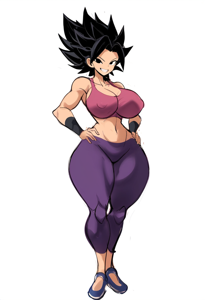 ai_generated alien alien_girl alternate_costume big_breasts caulifla dragon_ball dragon_ball_super female female_focus full_body mullon novelai redesign saiyan simple_background solo universe_6/universe_7