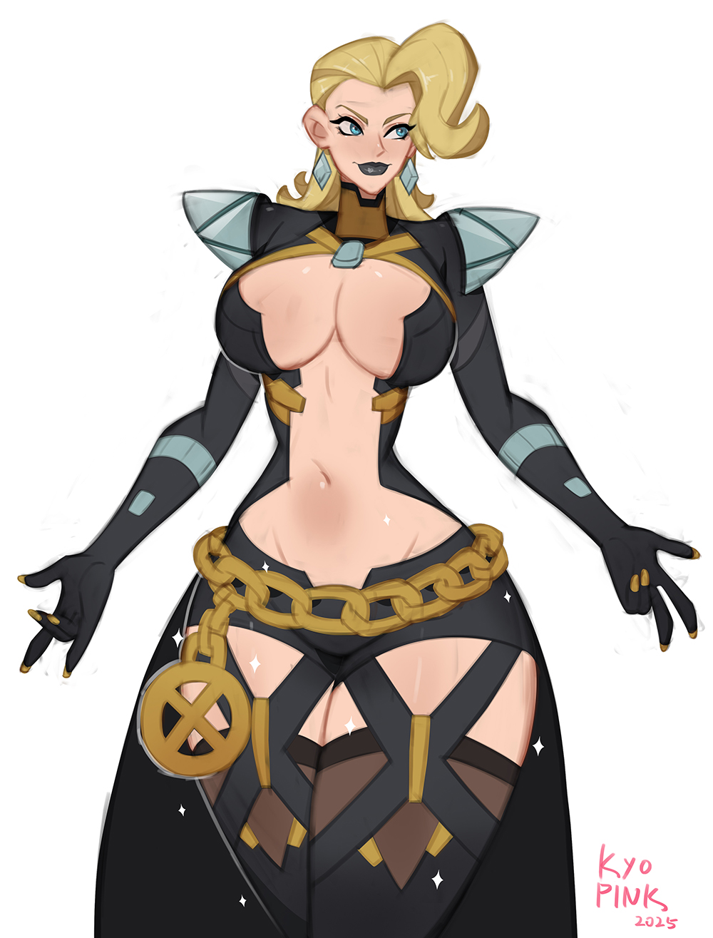 1girls, abs, absurd res, belly, black lipstick, blonde female, blonde hair, boots, breasts, elbow gloves, emma frost, emma frost (marvel rivals), emma frost (x-revolution), female, female focus, female only, gloves, hi res, high heel boots, high heels, kyopink, large breasts, light skin, light-skinned female, long gloves, looking at viewer, marvel, marvel comics, marvel rivals, mature female, solo, thigh boots, thigh highs, thighhigh boots, thighhighs, thighs, wide hips
