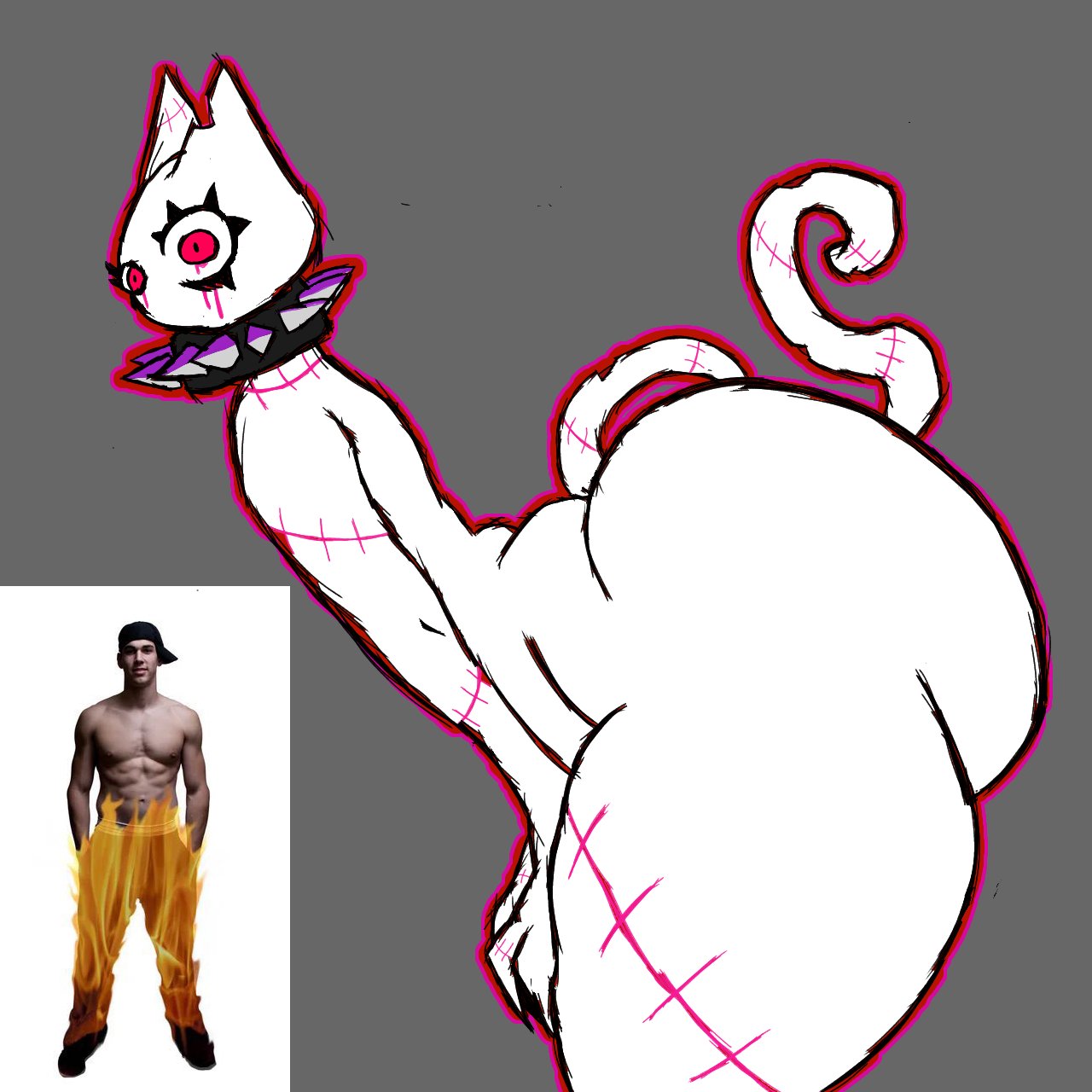 ass, collar, femtanyl, giant ass, hyper ass, pants on fire, psych0nutz, side view, skullvert, tagme, thighs, token (femtanyl)