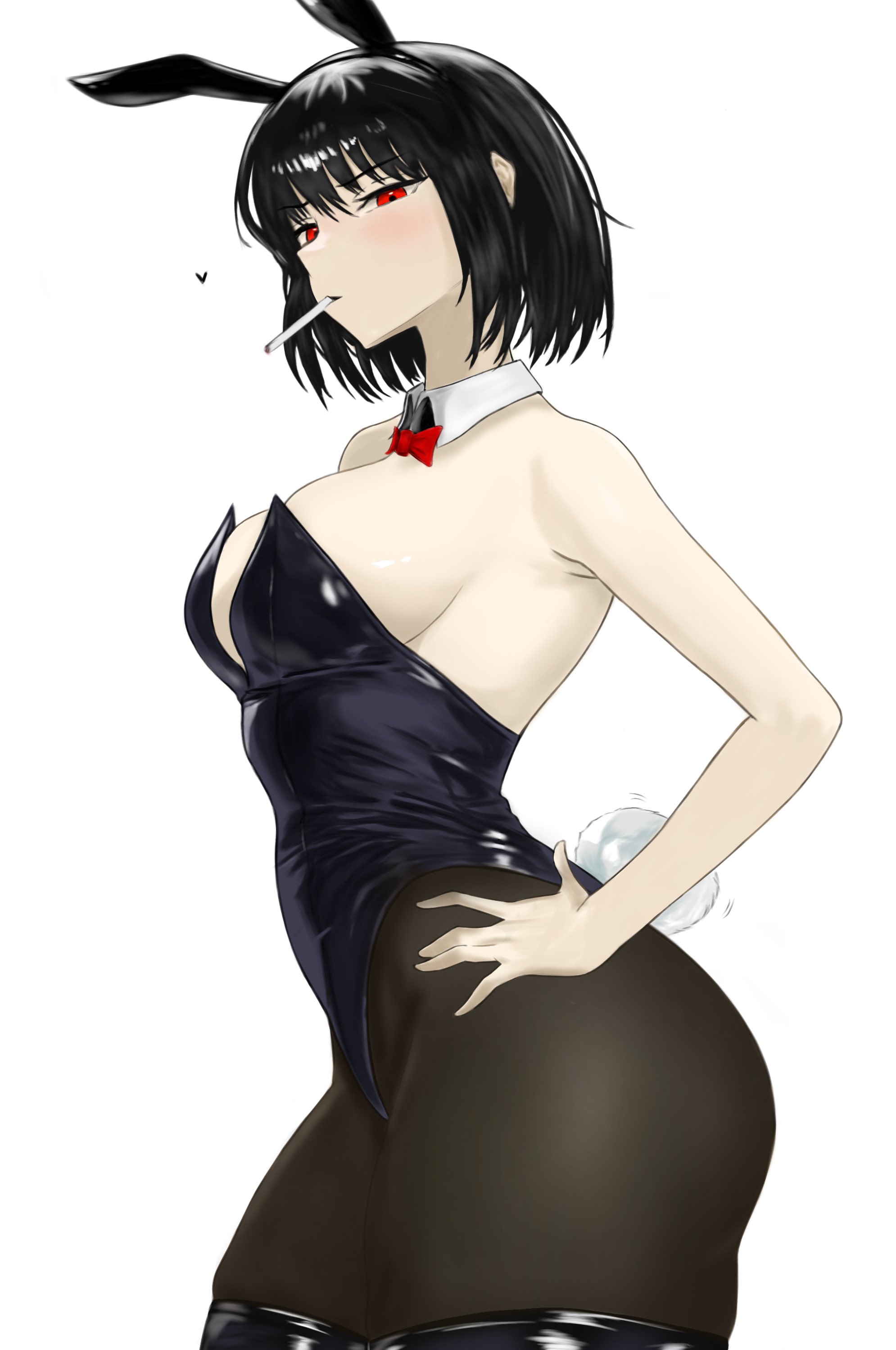 1girls, belly, breasts, bunny girl, bunnysuit, female, female only, human, large breasts, limbus company, pmlbtmlorlc, project moon, revealing clothes, ryoshu (limbus company), solo, solo female, standing, voluptuous