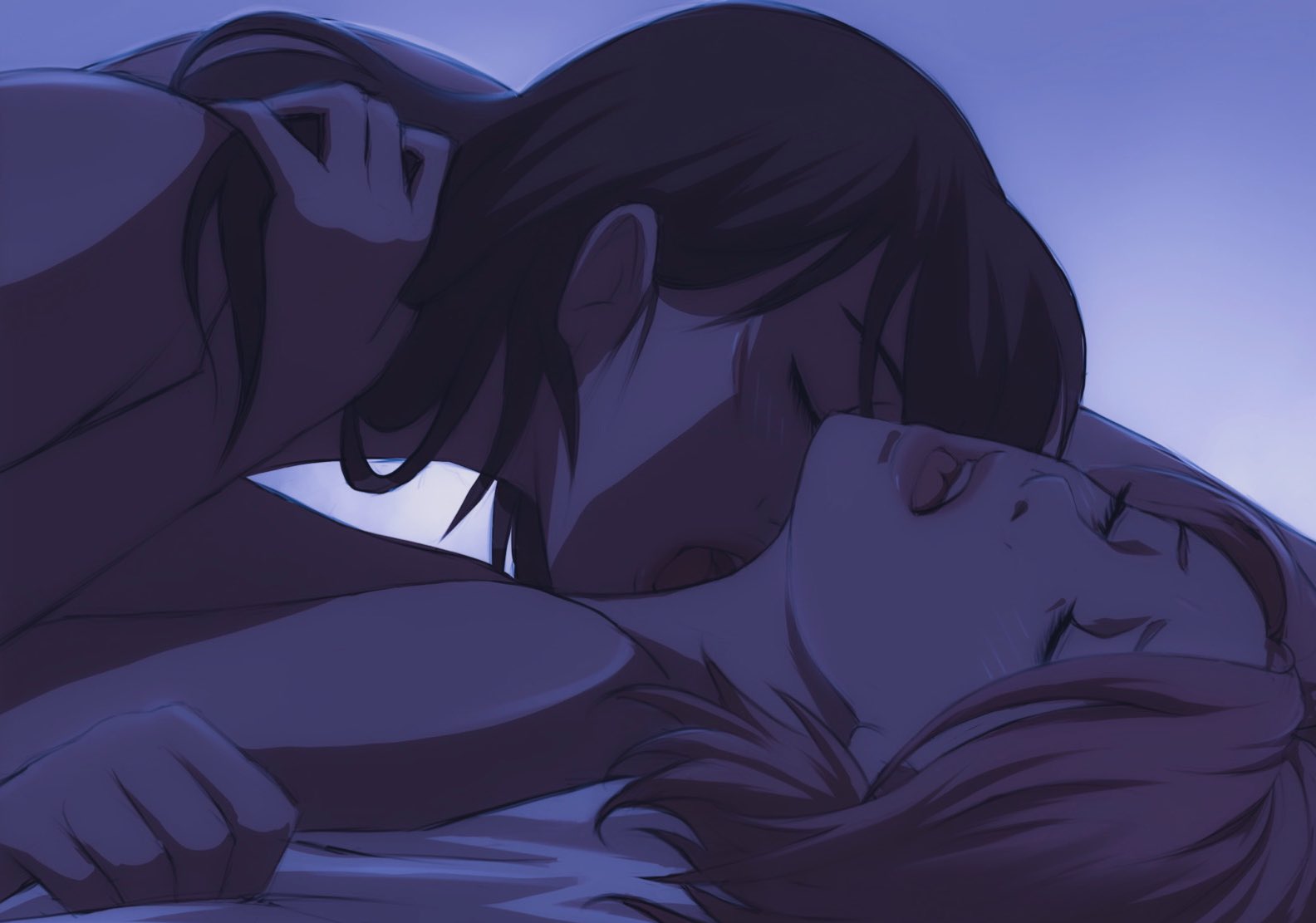 2girls, attack on titan, blush, female, female only, hitch dreyse, kissing, kissing neck, lesbian kiss, licking, licking neck, mikasa ackerman, nude, nude female, okonomiyaky, shingeki no kyojin, tagme, yuri
