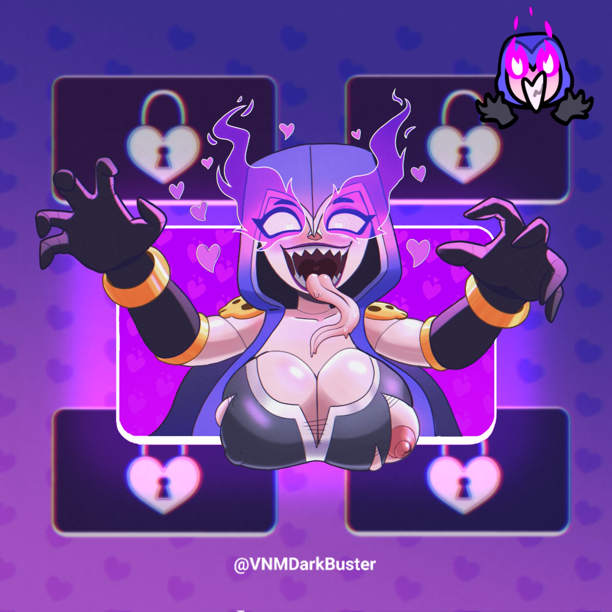 breasts, female, nipples, squad busters, topless, vnmdarkbuster, witch (clash of clans)