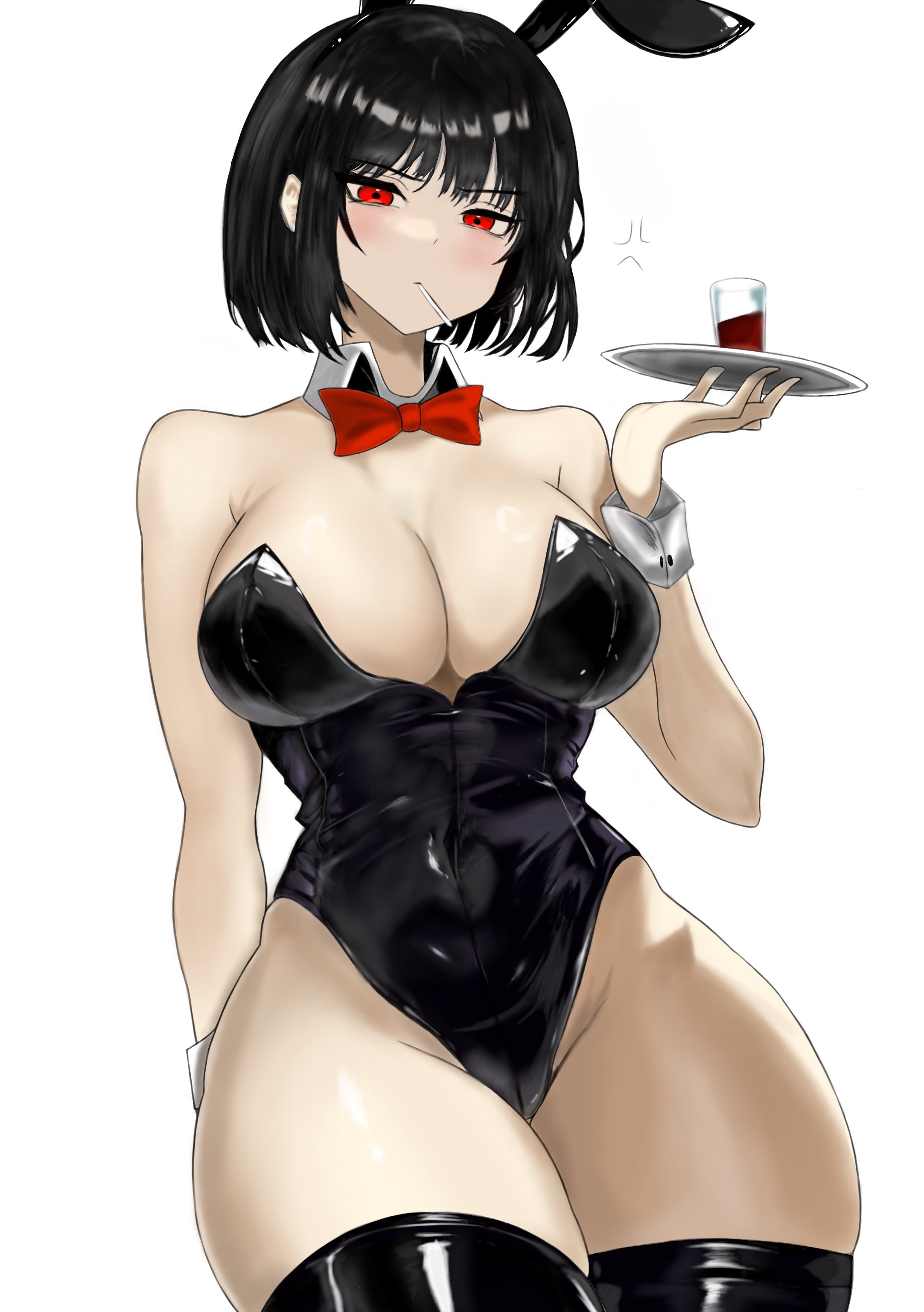 1girls, breasts, bunny girl, bunnysuit, female, female only, huge breasts, human, large breasts, limbus company, pmlbtmlorlc, project moon, revealing clothes, ryoshu (limbus company), solo, solo female, standing, voluptuous