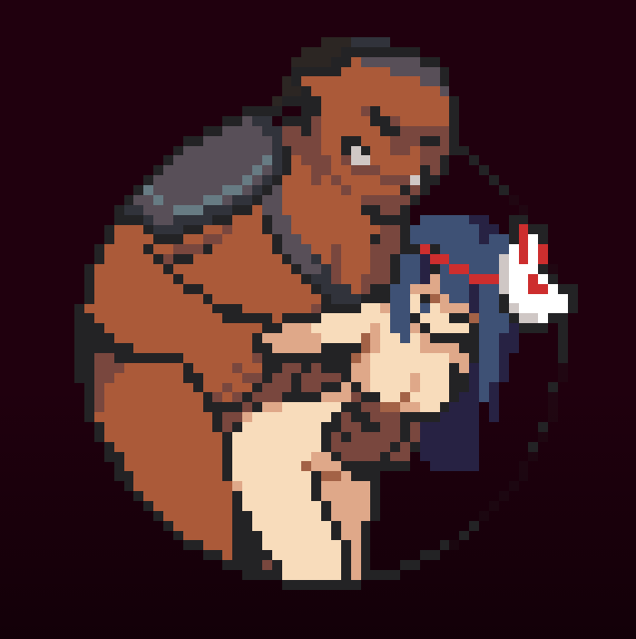 2d blue_eyes blue_hair breasts dark-skinned_male dark_skin female game_cg kagura_games kagura_survivors:_endless_night larger_male light-skinned_female light_skin male male/female naked naked_female naked_male nude nude_female nude_male orc orc_male pixel_art sex_from_behind size_difference smaller_female
