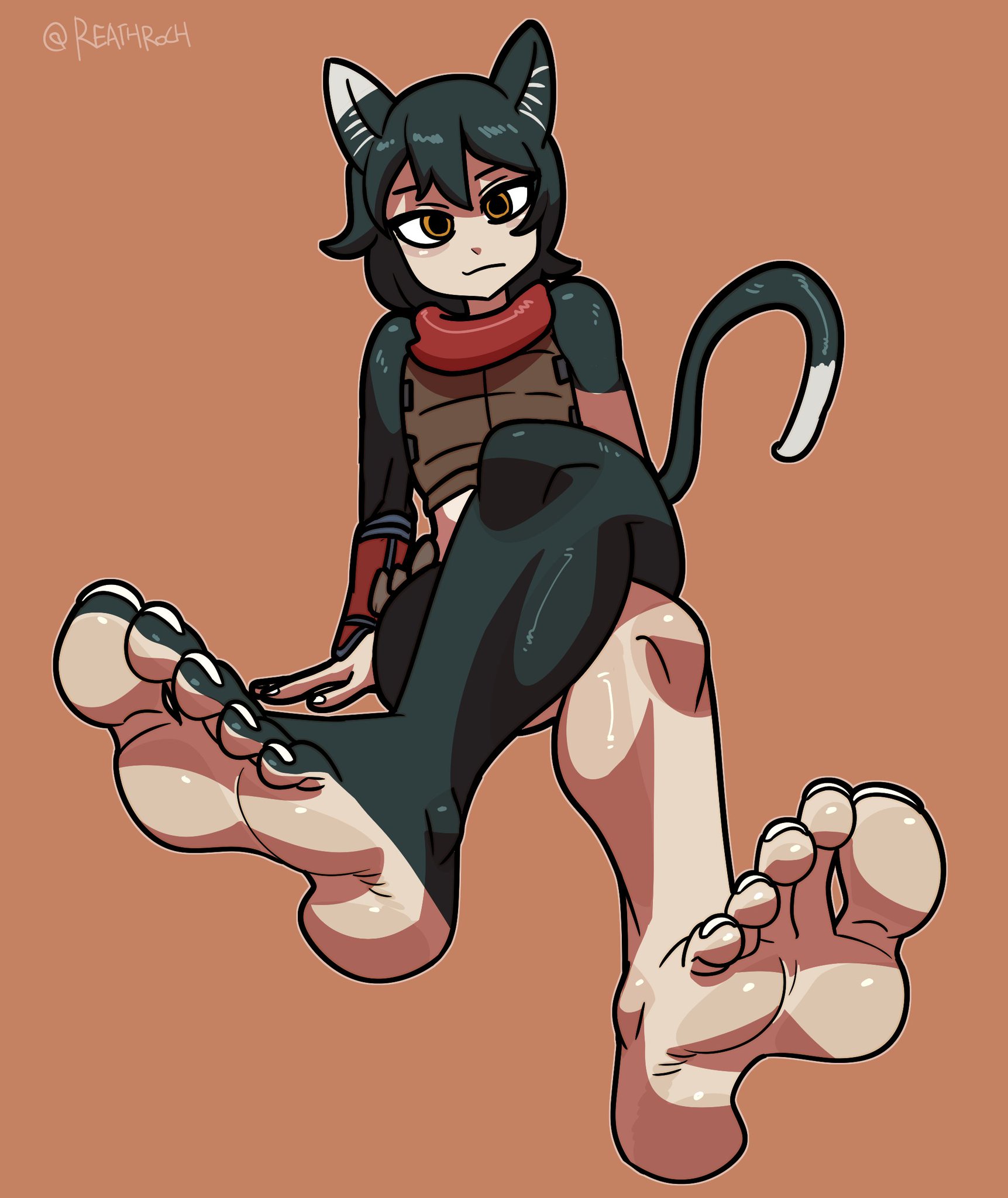 barefoot, clothed, clothing, dungeon meshi, feet, feet focus, foot fetish, foot focus, izutsumi, reathroch