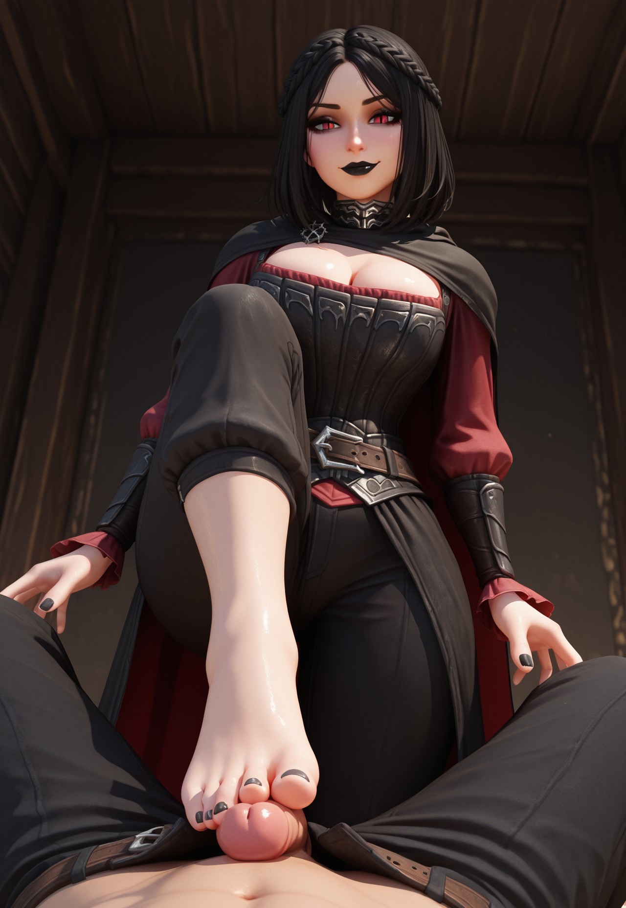 1girls, ai generated, black hair, female, light skin, light-skinned female, male, pale skin, pale-skinned female, serana, skyrim, tagme, the elder scrolls, vampire, vampire girl