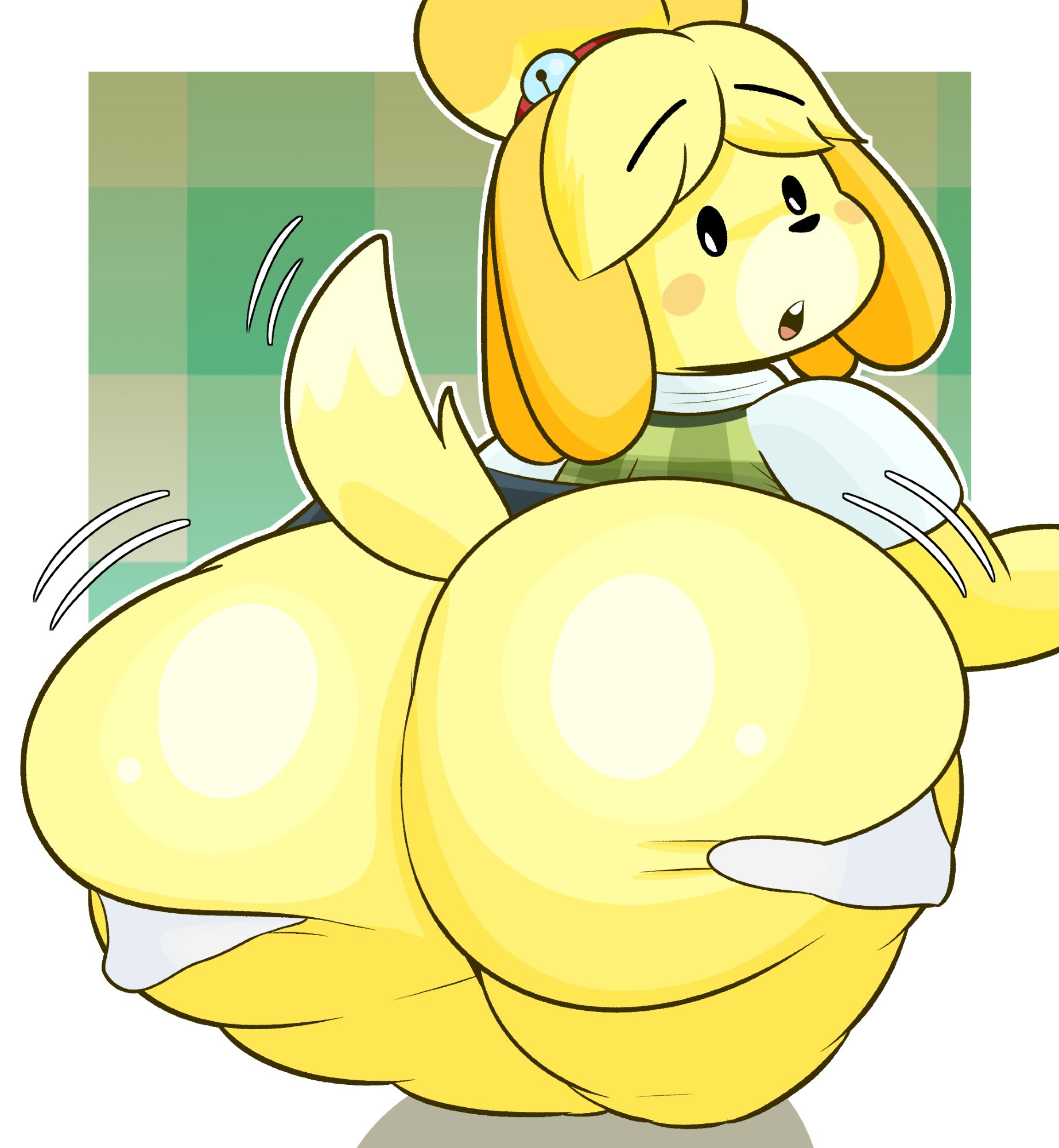 1girls, animal crossing, ass, ass grab, blitzy flair, blitzyflair, bottomless, female, isabelle (animal crossing), nude, tagme