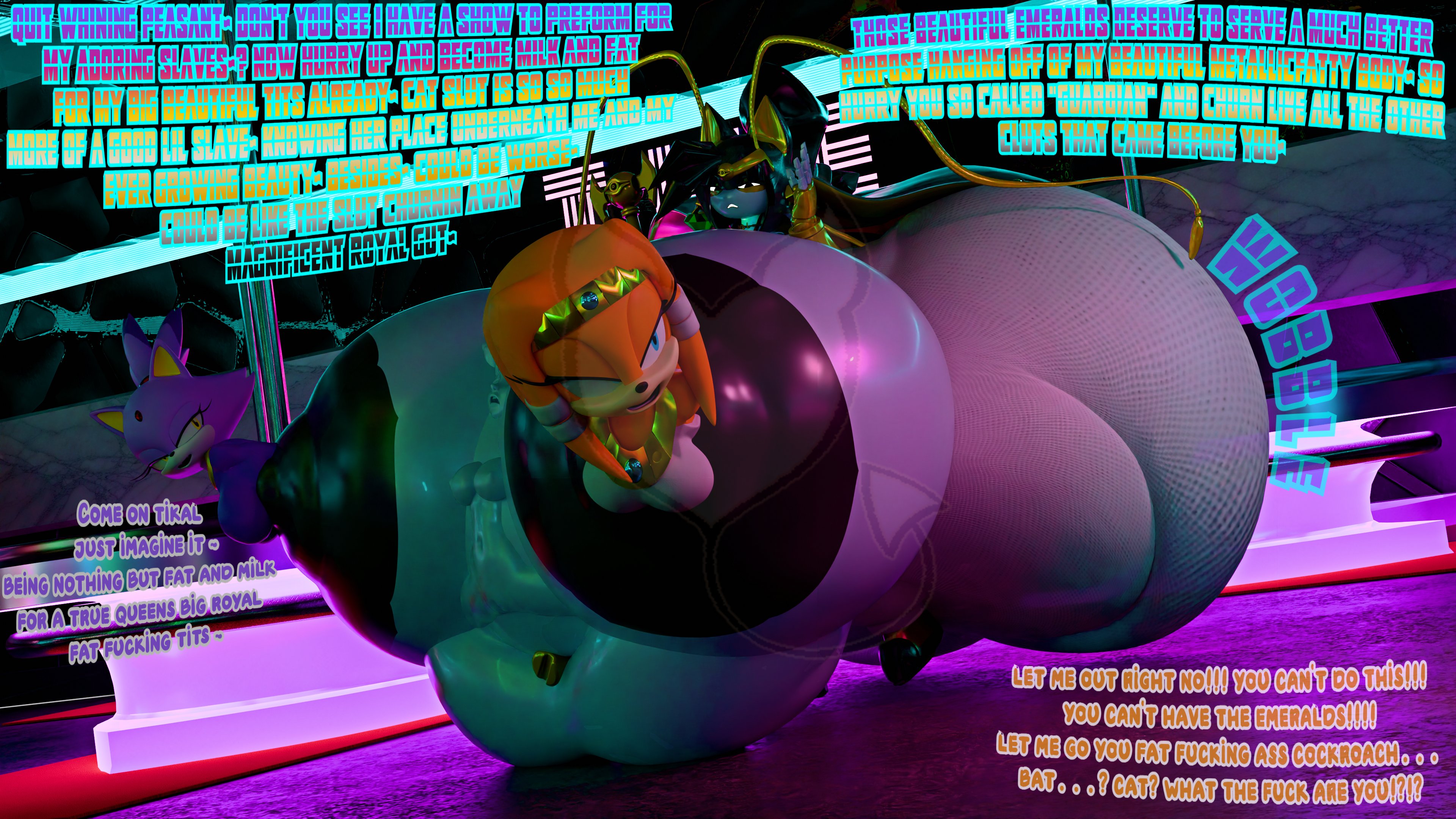 3d, 3d model, allthingsmassive, animal crossing, ankha, ankha (animal crossing), ass expansion, attribute theft, blaze the cat, breast expansion, breast growth, breast growth (enlargement), breast vore, breasts, dialog, dialogue, egyptian, egyptian clothes, egyptian female, female, female pred, furry, genie, glamrockchatty, hyper, ishizu ishtar, jenny wakeman, mobian, mobian (species), mobian bat, my life as a teenage robot, nipple vore, pheromosa, pokemon, pokemon (species), princhurnin, robot, robot girl, robot humanoid, rouge the bat, sega, shantae, shantae (character), sonic (series), sonic adventure 2, sonic boom, sonic the hedgehog (series), tagme, tikal the echidna, trait theft, ultra beast, unwilling prey, vore, weight gain, willing prey