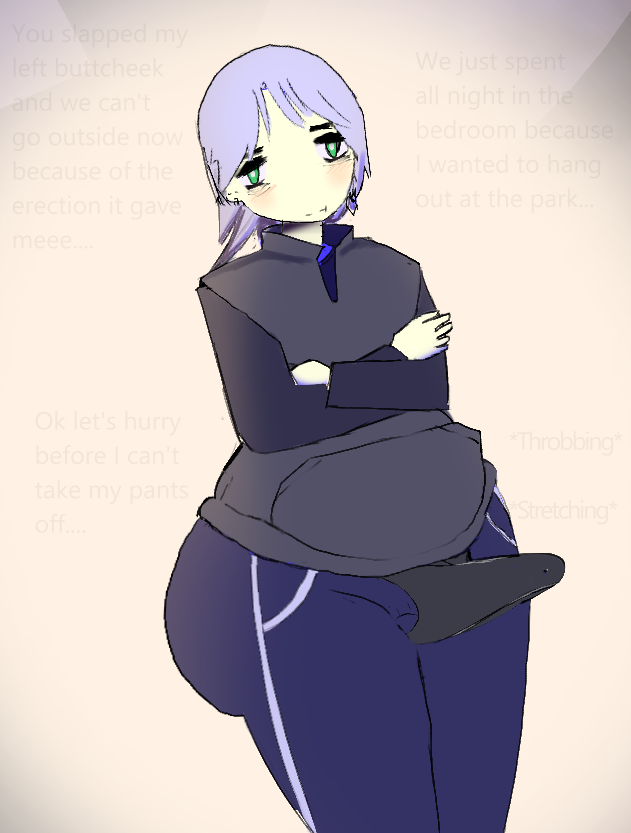 1boy before_sex boyfriend-girlfriend butt_from_the_front butt_slap chubby crossed_arms cute_male erect_penis erection_under_clothes femboy feminine_male girly_boy green_eyes hoodie huge_ass imminent_anal imminent_facesitting imminent_sex legs_together male penis_under_clothes pouting pretty_boy sexual_harassment side_butt silver_hair spanked_butt thick_thighs tights trans_woman wide_hips