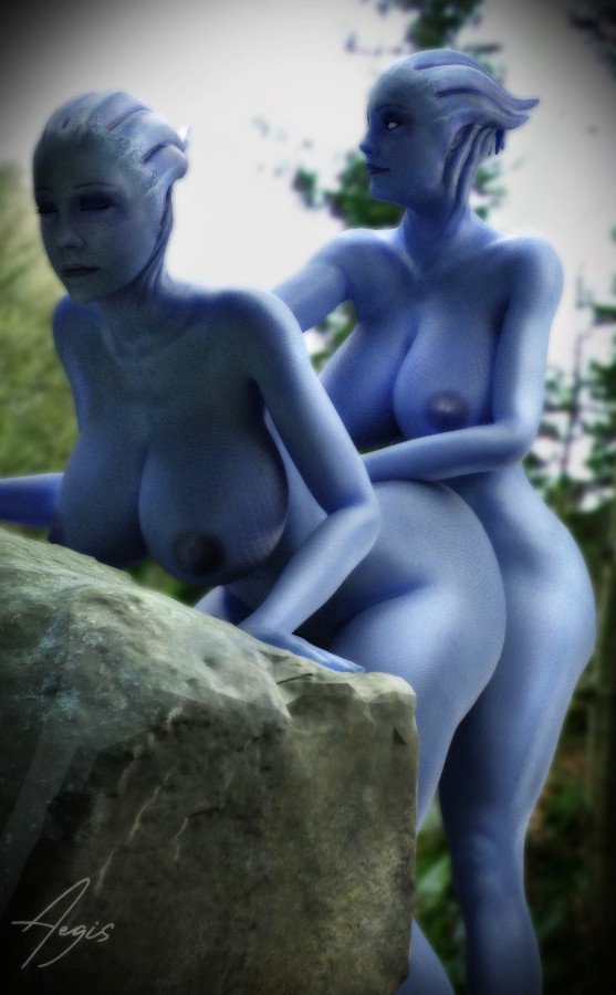 2futas, 3d, aegis3d, areolae, asari, asari futa, big breasts, blender, breasts, dickgirl, female, from behind, futa on female, futanari, implied futa, intersex, large breasts, liara t'soni, mass effect, nipples, nude, selfcest, sex