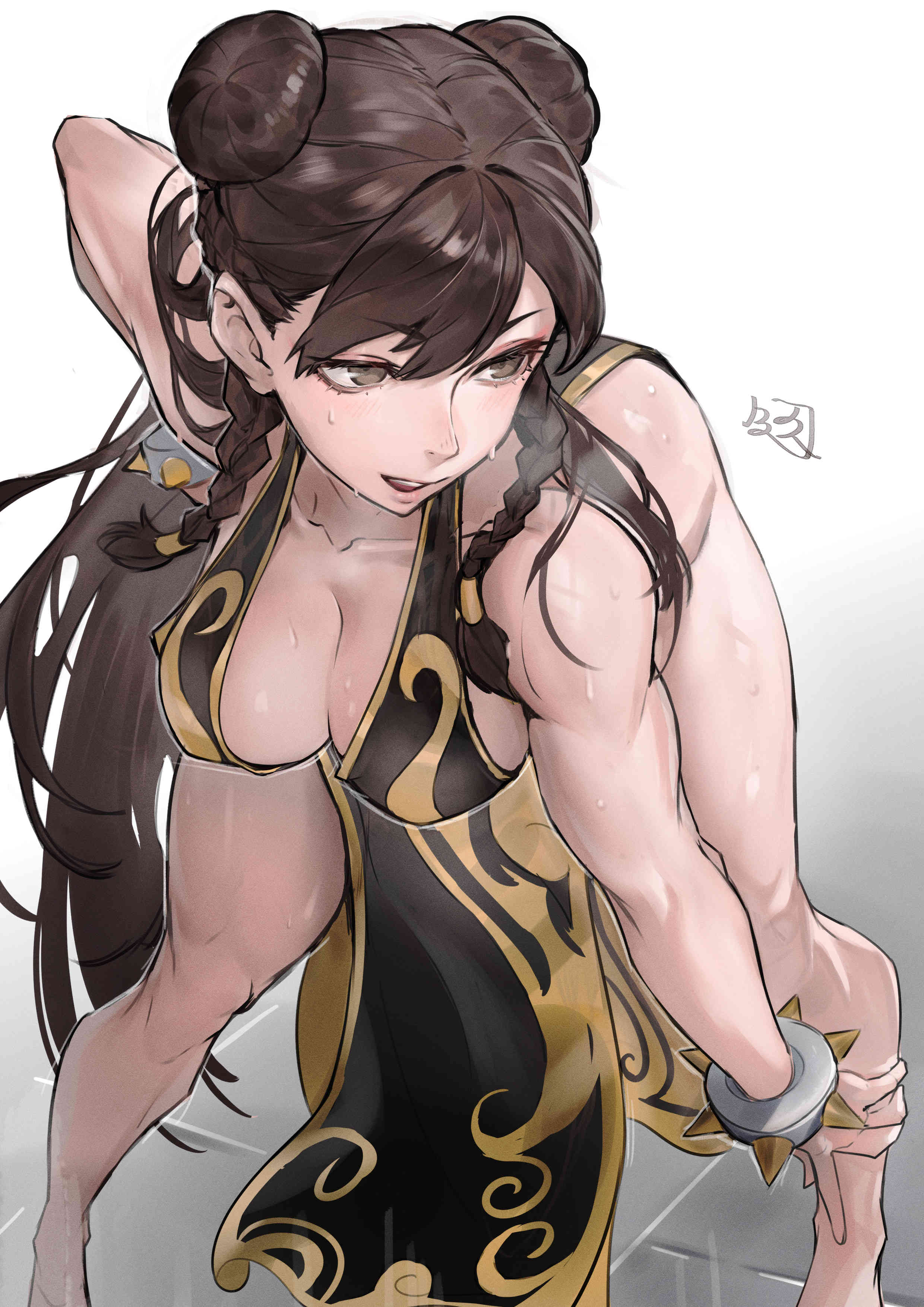 1girls, chun-li, female, female only, juaagacgy, milf, solo, street fighter, sweat, tagme