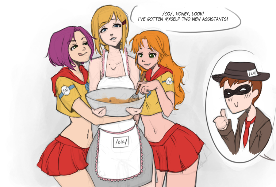 /ck/-tan /co/ 1boy 3girls 4chan board-tan cooking female food imageboard male