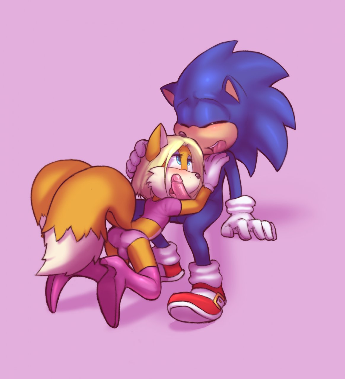 anthro blue_arms boots bulge canine erection femboy fox fur furry_tail gay girly hedgehog larger_image_at_source male mammal multiple_tails namelessenemy oral penis sega sonic_(series) sonic_the_hedgehog tail tails trap yaoi