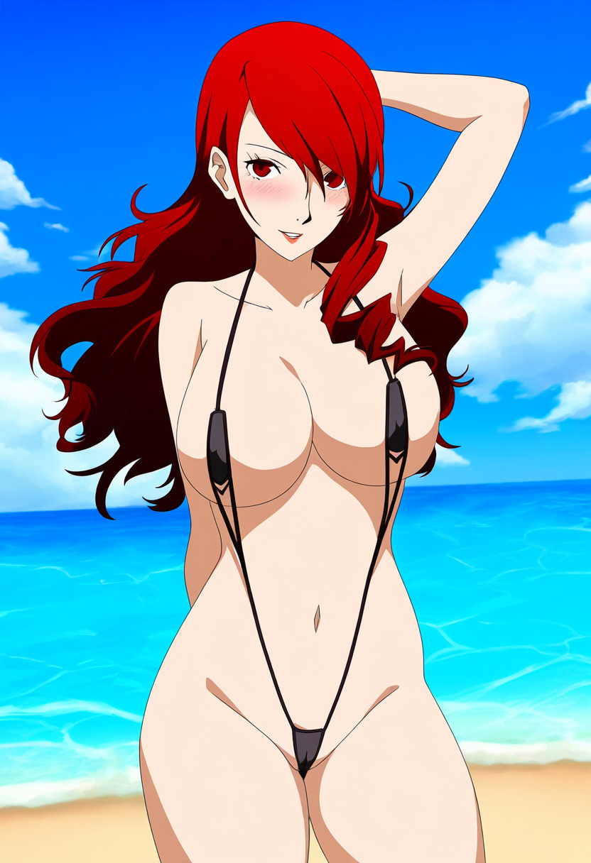 1girls ai_generated alternate_costume atlus beach black_sling_bikini breasts female female_focus female_only light-skinned_female light_skin long_hair long_hair_female looking_at_viewer megami_tensei mitsuru_kirijo nai_diffusion persona persona_3 pinup red_eyes red_eyes_female red_hair red_hair_female ryu_ai sega sling_bikini solo solo_female solo_focus stable_diffusion swimsuit