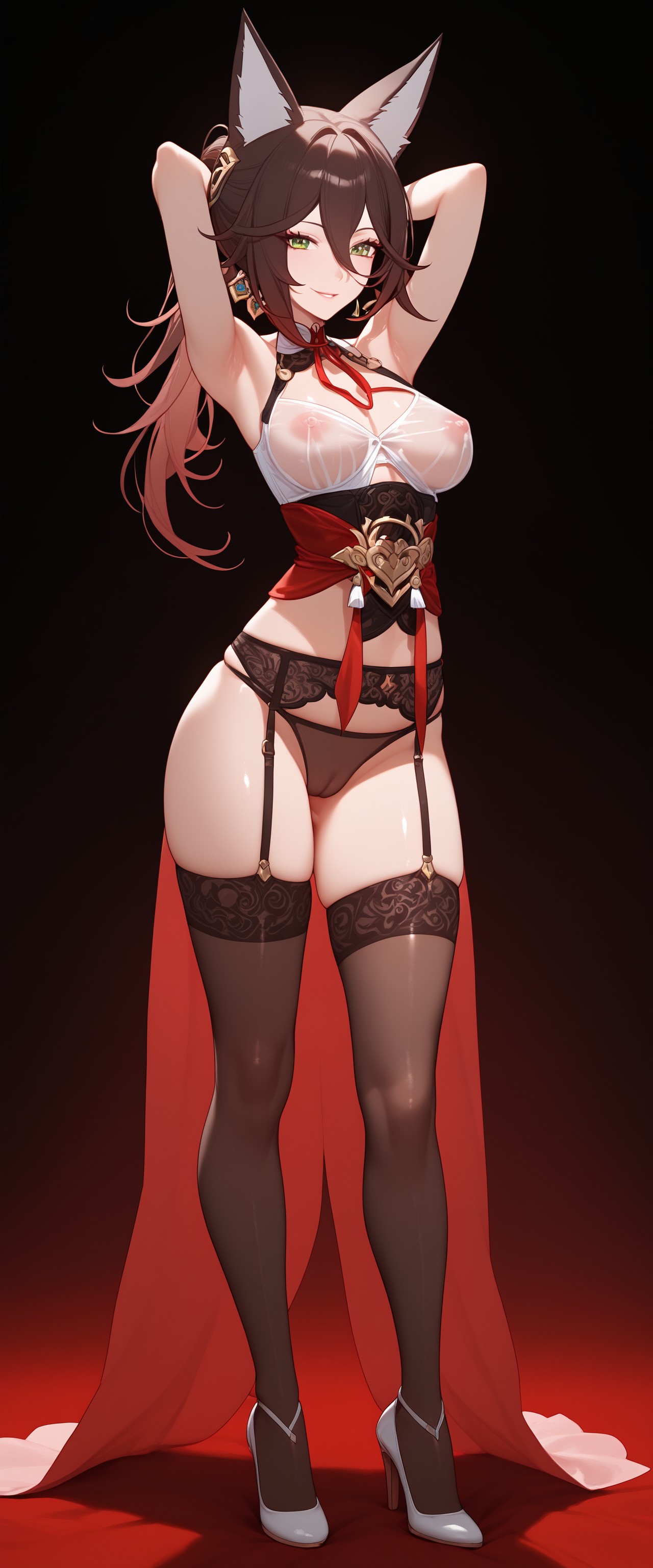 ai generated, female, honkai (series), honkai: star rail, lingerie, mommy, thighs, tingyun (honkai: star rail)
