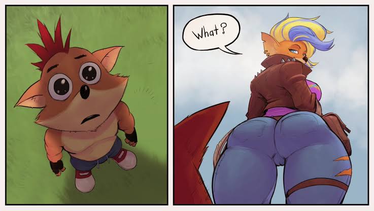 admiring anthro anthro_only ass big_ass breasts crash_(series) crash_bandicoot crash_bandicoot_4:_it's_about_time devil_hs female female_focus furry furry_female furry_male furry_only lowres male male/female pussy tawna_bandicoot tawna_bandicoot_(crash_4)