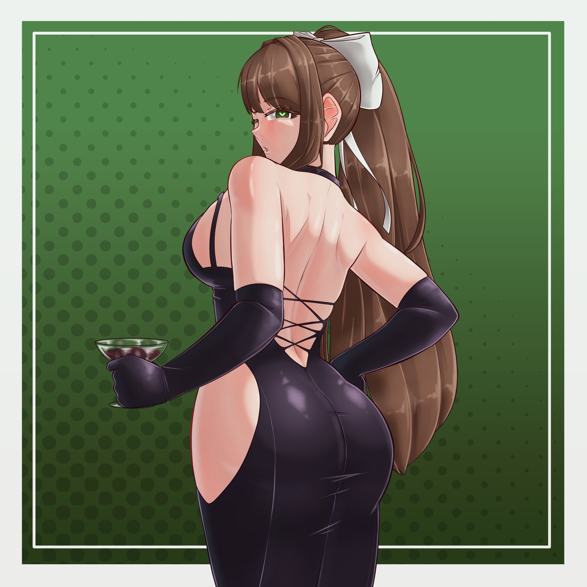 ass, breasts, doki doki literature club, eidanbricks, female, female only, monika (doki doki literature club), sideboob, solo