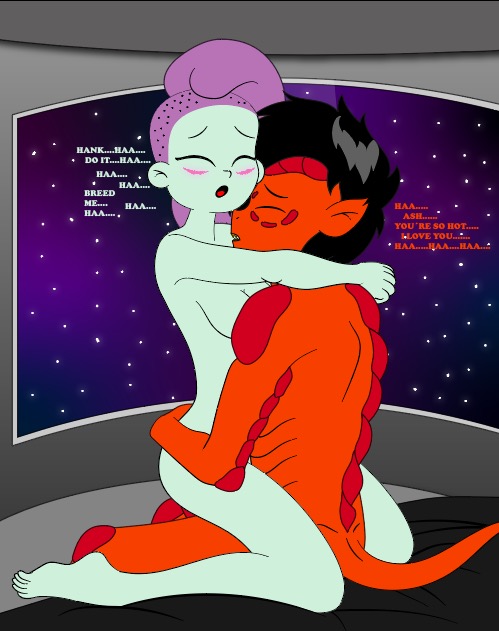 alien_girl ash_graven black_hair blackwolfart final_space impregnation_request ocxcanon original_character pink_hair pleasure reptile reptilian romantic romantic_couple room scalie sex sitting sitting_on_bed space tagme