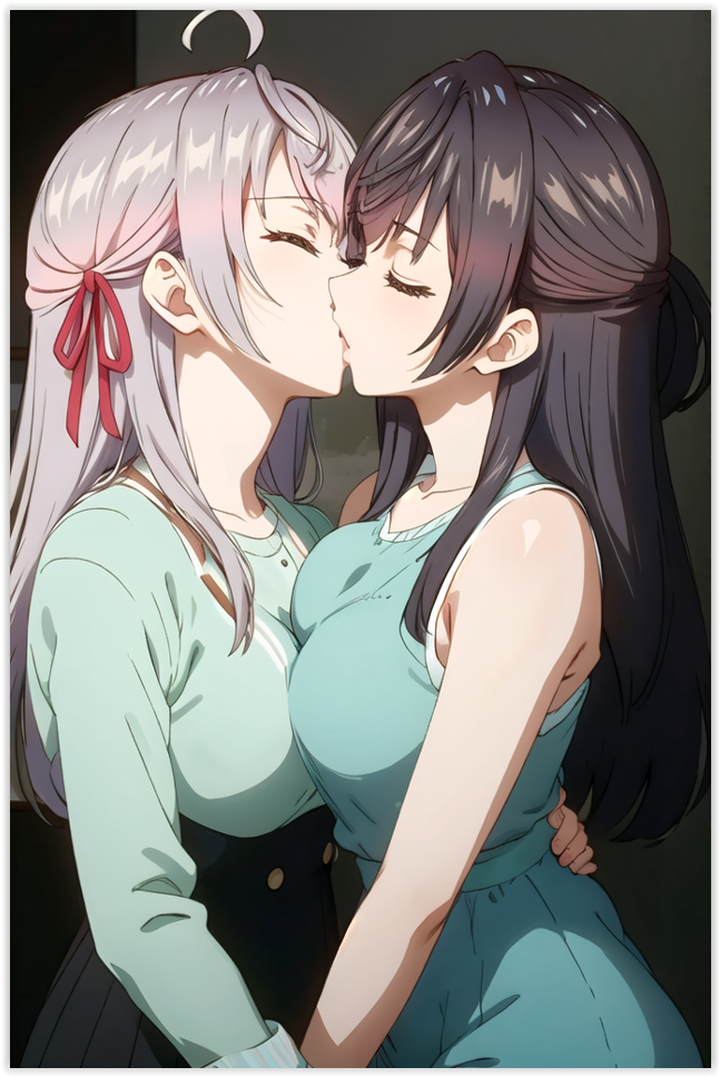 2females 2girls ai_generated alisa_mikhailovna_kujou girl_on_girl lesbian_couple lesbian_kiss lesbian_sex suou_yuki tokidoki_bosotto_russian_de_dereru_tonari_no_alya-san yuri