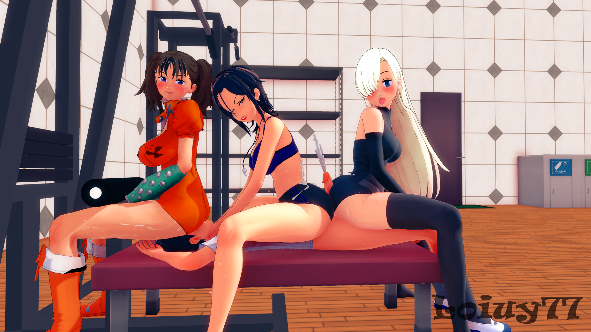 1boy, 3girls, anime, anime girl, diane (nanatsu no taizai), elizabeth liones, facesit, facesitting, female, femdom, koikatsu, loiuy77, male, merlin (nanatsu no taizai), nanatsu no taizai, seven deadly sins, smothering, smothering ass