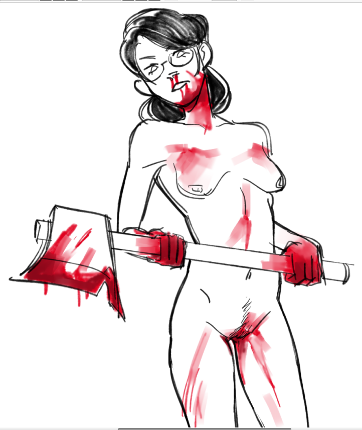 1girls axe blood blood_on_face blood_splatter female_only holding_axe miss_pauling nude team_fortress_2 xobloodletter