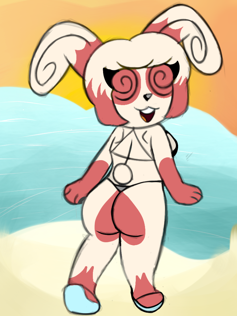 back_view beach big_ass looking_back pokemon pokemon_(species) spinda