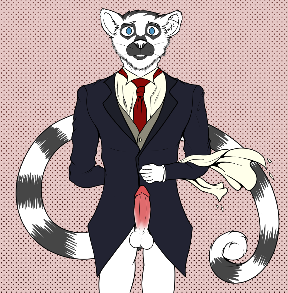 brainwashing butler caine_latrans_(artist) clothed clothing erect_penis hypnosis hypnovember2024 lemur male male_focus male_only mammal mind_control necktie pantsless partially_clothed primate spiral_eyes strepsirrhine submissive submissive_male suit suit_jacket