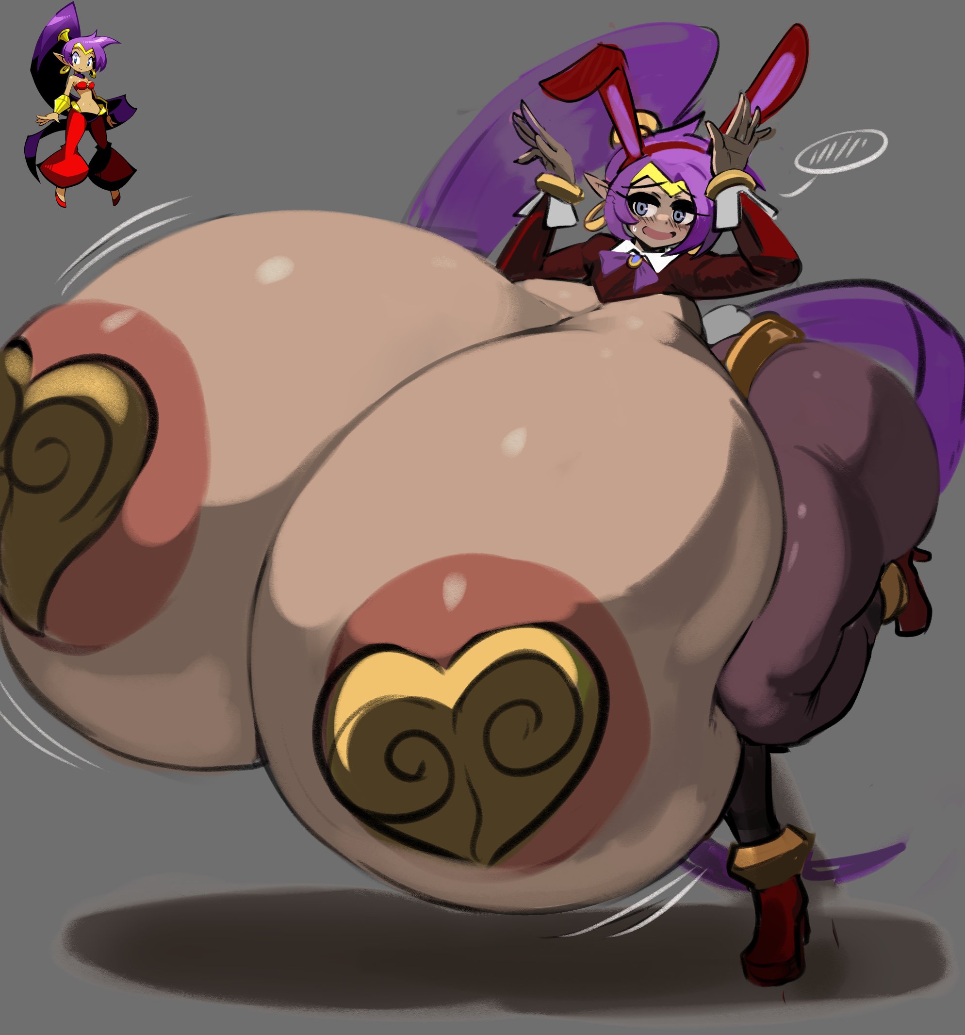 1girls, areola slip, breasts, bunny ears, bunnysuit, female, gigantic breasts, gipehtyboon, hyper, hyper breasts, shantae, shantae (character), tagme, yboon