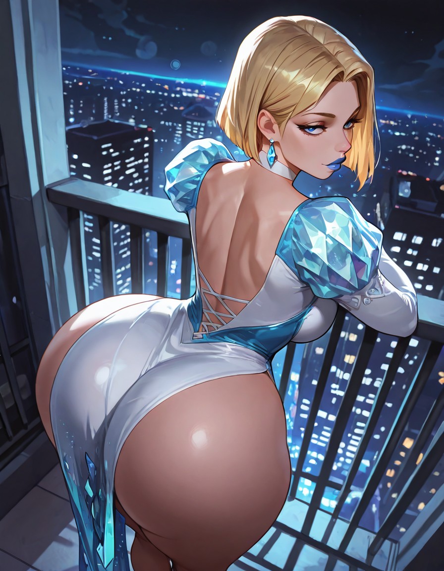 1girls, ai generated, ass, ass focus, ass up, big ass, big breasts, blonde female, blonde hair, blue eyes, blue lipstick, bob cut, breasts, bubble ass, bubble butt, dress, emma frost, emma frost (marvel rivals), female, high heels, hisylfie, huge ass, huge breasts, inviting, inviting to sex, lipstick, looking at viewer, marvel, marvel comics, marvel rivals, milf, mommy, perfect body, pov, round ass, round butt, sensual, teasing, teasing viewer, thick ass, thick thighs, tight clothing, wide hips