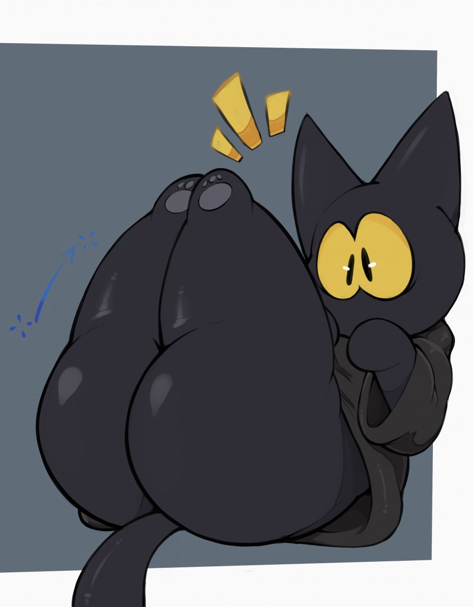 ass, black body, black fur, cat ears, cat tail, feline, female, female only, google, google doodle, magic cat academy, momo (google), no mouth, non-human, non-human only, round ass, tail, virito