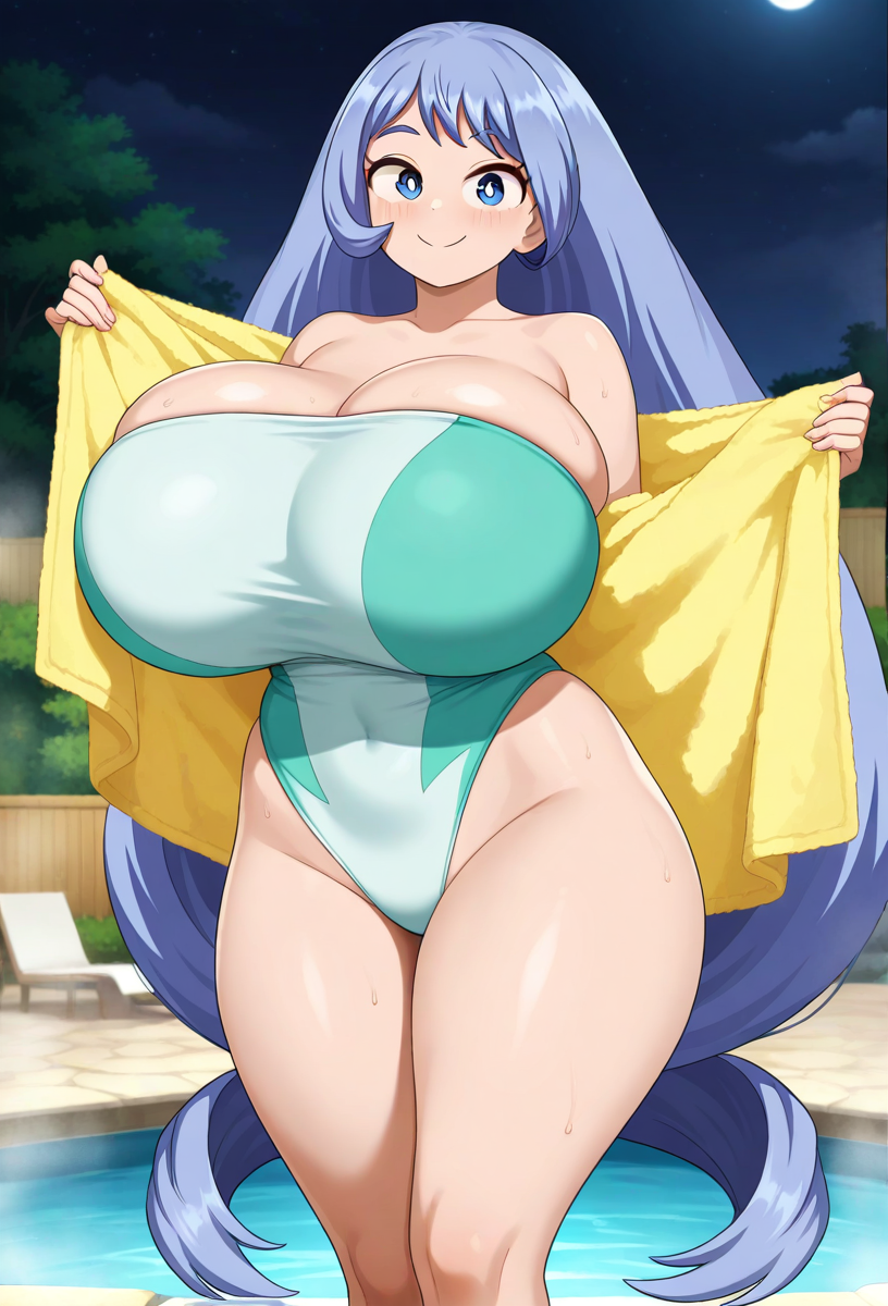 ai_generated bathing_suit bikini blue_hair hadou_nejire large_breasts long_hair my_hero_academia nejire_hado schoolgirl solo