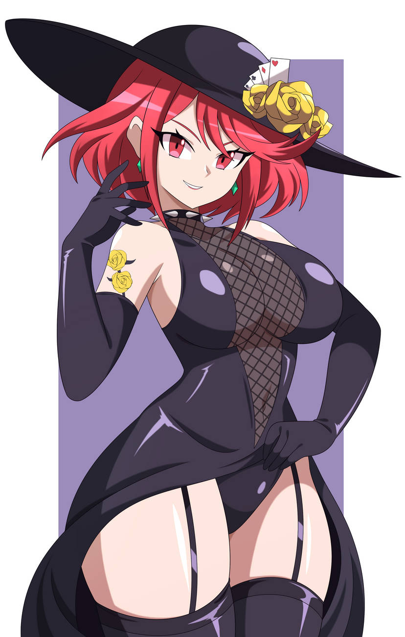 1girls abysswatchers black_dress black_panties breasts cosplay dress dress_lift earrings elbow_gloves garter_straps gloves hat hat_ornament large_breasts looking_at_viewer nintendo panties persona persona_5 pyra red_eyes red_hair sae_niijima sae_niijima_(cosplay) short_hair tattoo tattoo_on_arm thighhighs xenoblade_(series) xenoblade_chronicles_2