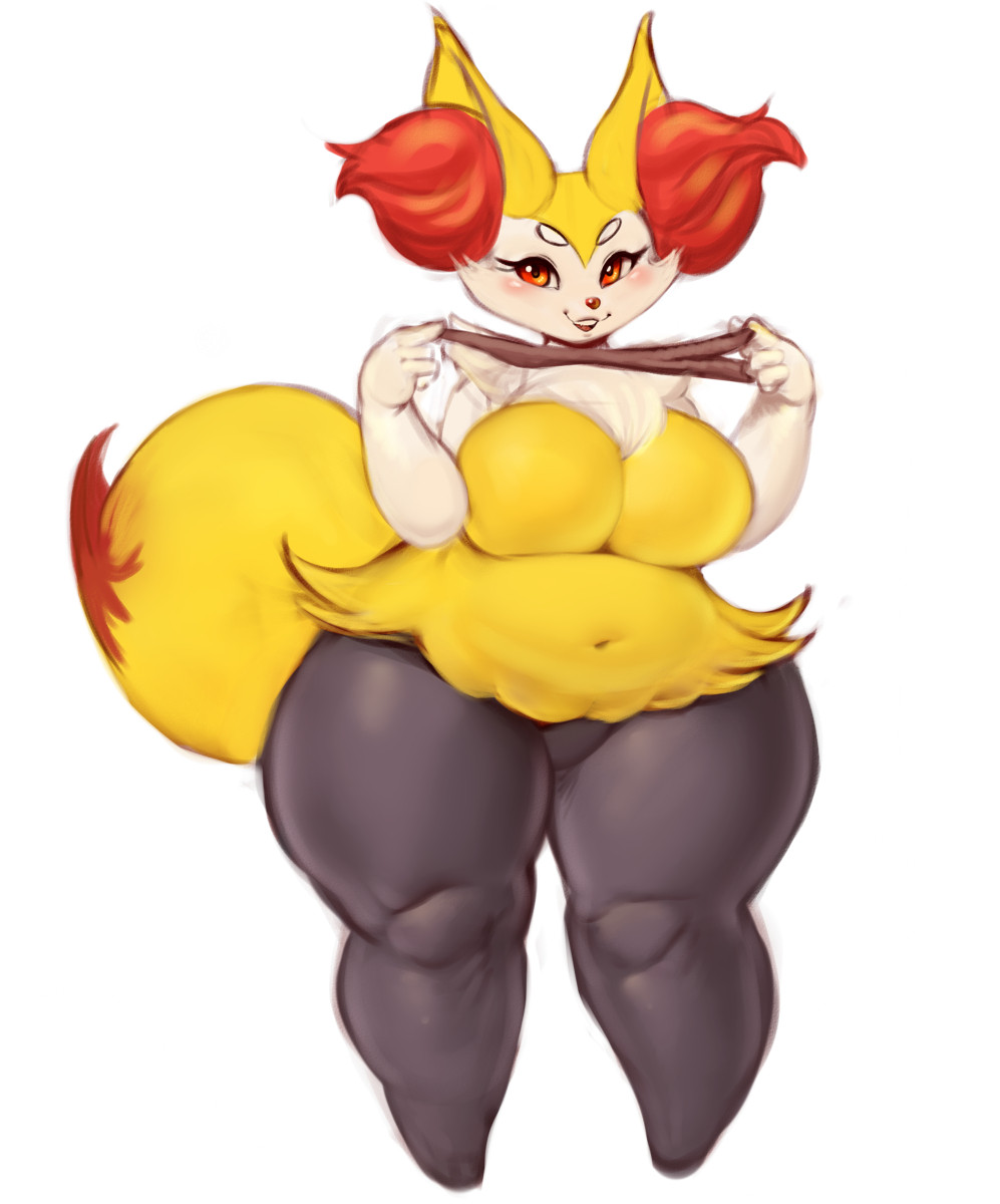 big_breasts braixen breasts cleavage female furry huge_breasts pokemon pokemon_(species) tagme thick_thighs vondran wide_hips